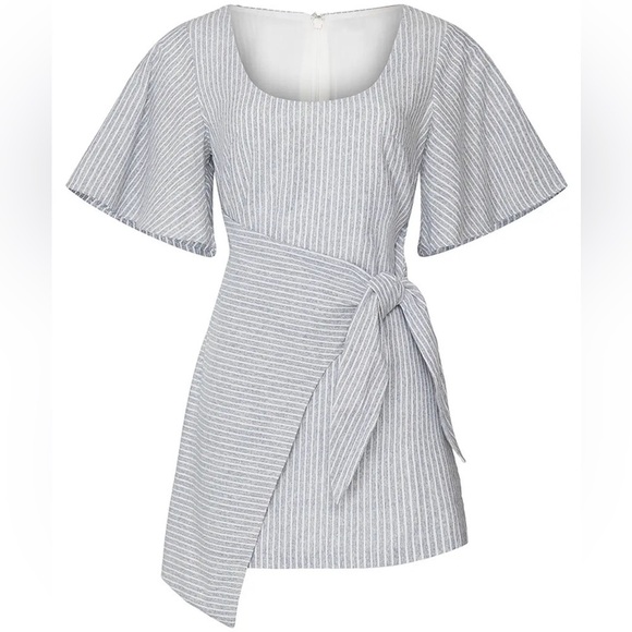 leRumi Jamie Striped Short Sleeve Cotton Mini Dress. Scoop Neckline. Pre-Owned. - Picture 4 of 12